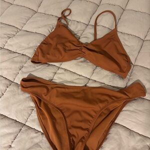 Shade & Shore Rust Brown Triangle Bikini Set